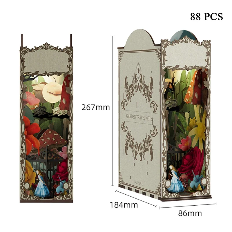 Garden Travelogue Bookends Boo - Diy Wooden Book Nook Kit Shelf Insert recension och pris